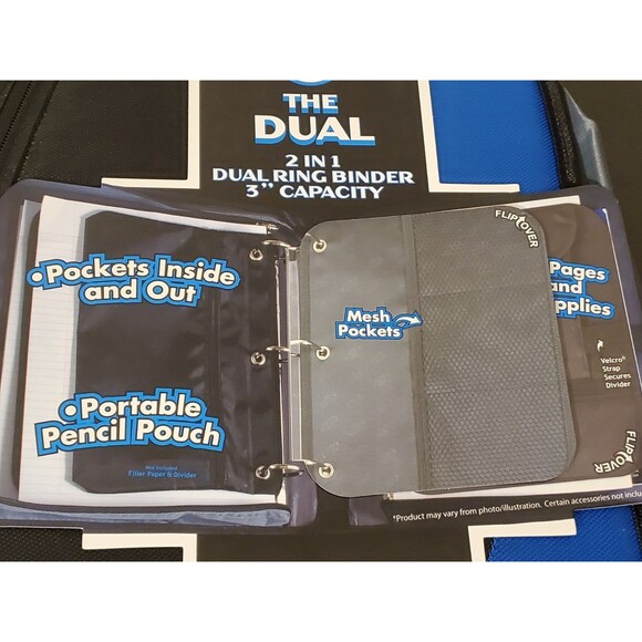 Case it The Dual 2-in-1 Dual Ring Binder 3" Capacity Blue/Black TD-110 - NEW - Picture 3 of 8